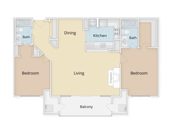 Residences at Rio Apartments Gaithersburg Maryland Two Bedroom Floor Plan  at Residences at Rio, Gaithersburg, MD, 20878