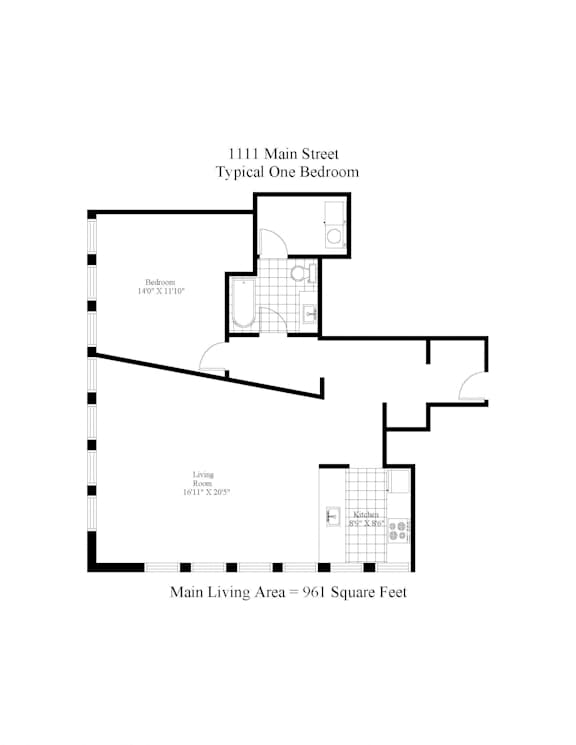 1111 Main Street One Bedroom A Image