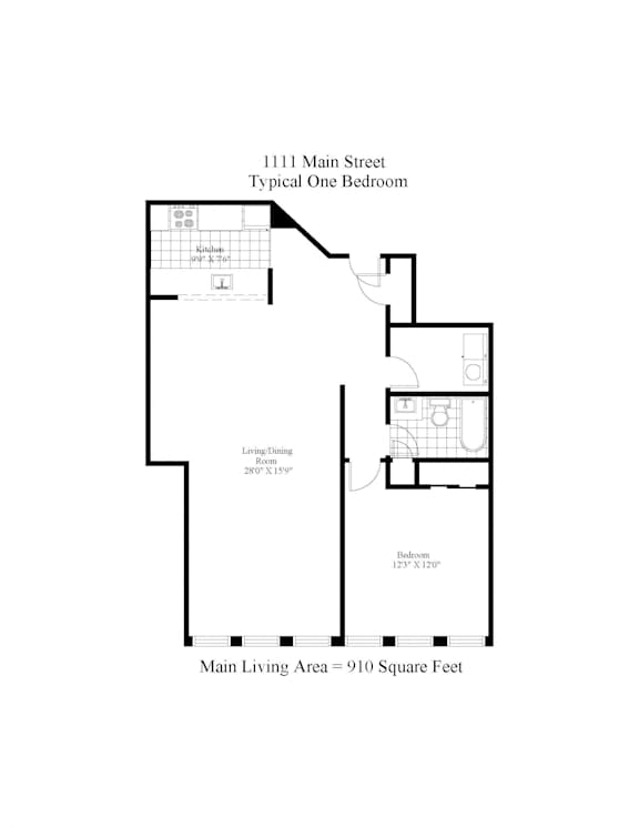 1111 Main Street One Bedroom B Image