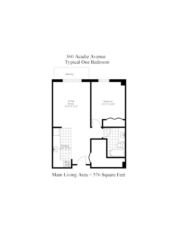 360 Acadie One Bedroom A Image