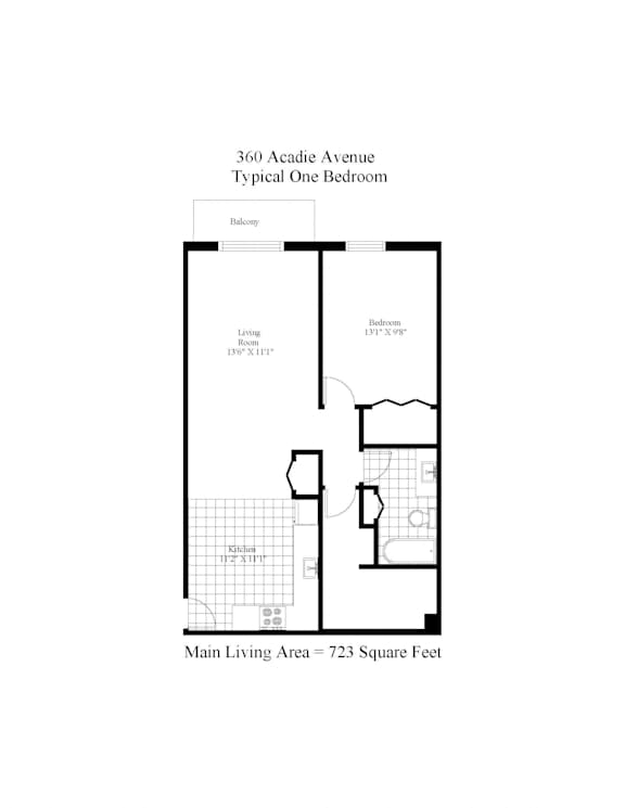 360 Acadie One Bedroom B Image