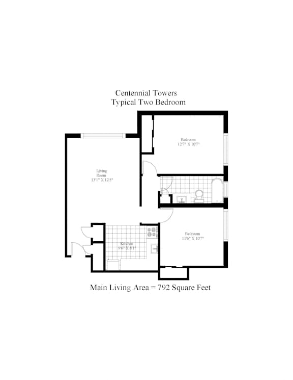 Centennial Towers Two Bedroom A Image