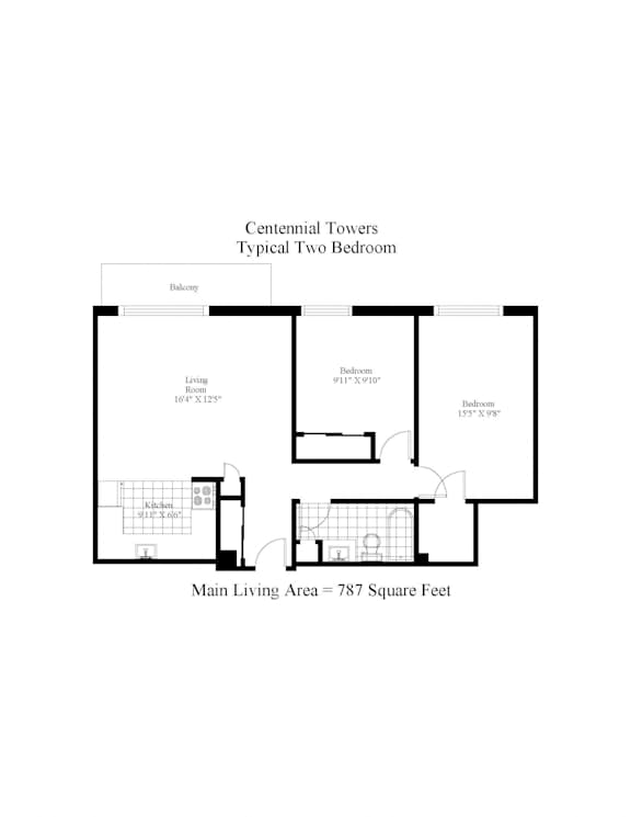Centennial Towers Two Bedroom B Image