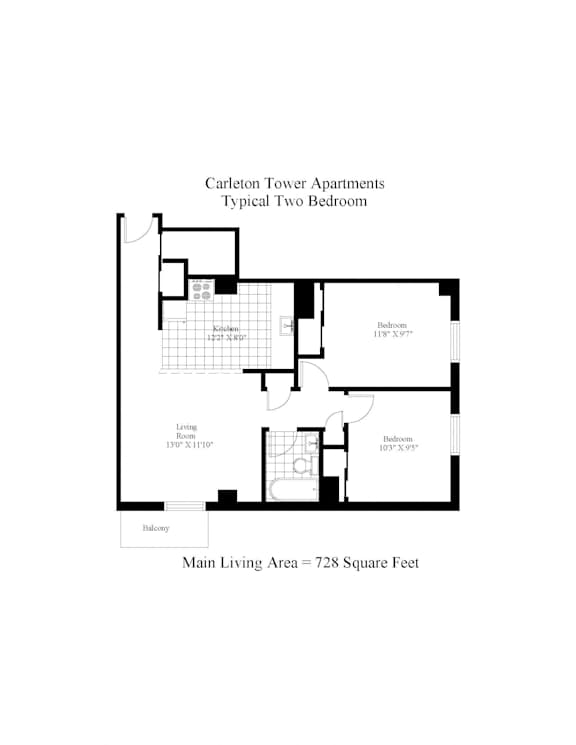 Carleton Tower Two Bedroom B Image