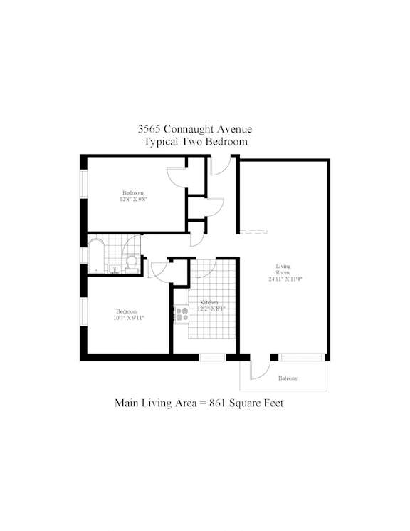 Floor Plan Two Bedroom + Balcony