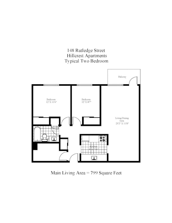 Hillcrest 2 Bedroom Floorplan