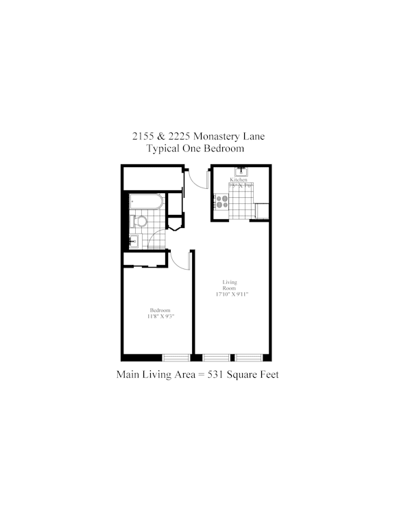 Typical One Bedroom Floor Plan