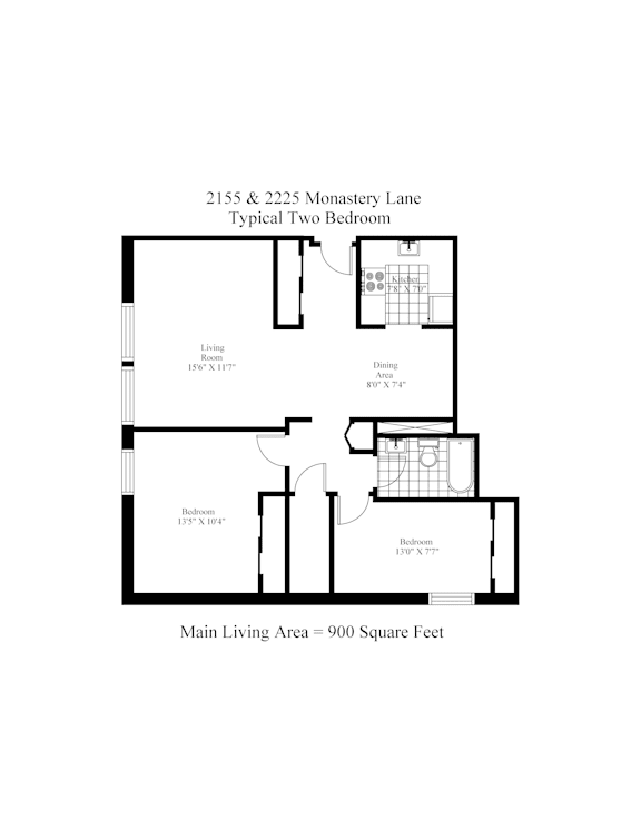 Typical 2 Bedroom Floor Plan