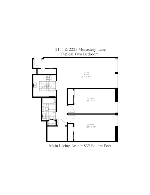 Typical 2 Bedroom Floor Plan
