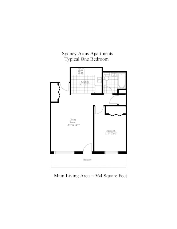 Sydney Arms One Bedroom + Balcony Image