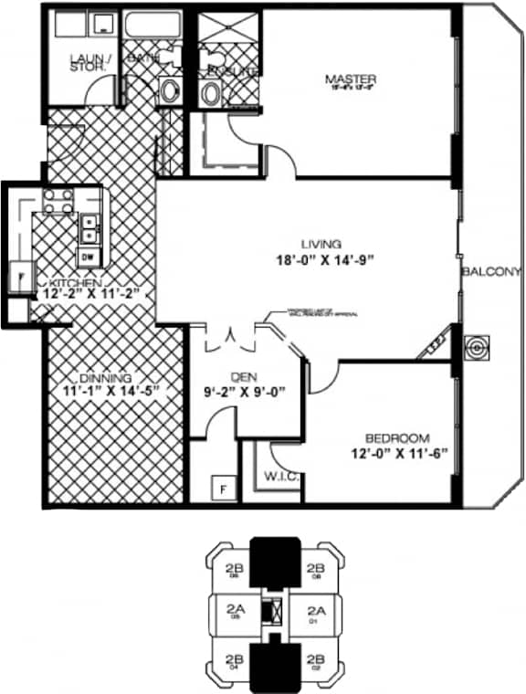 2 Bedroom + Den B