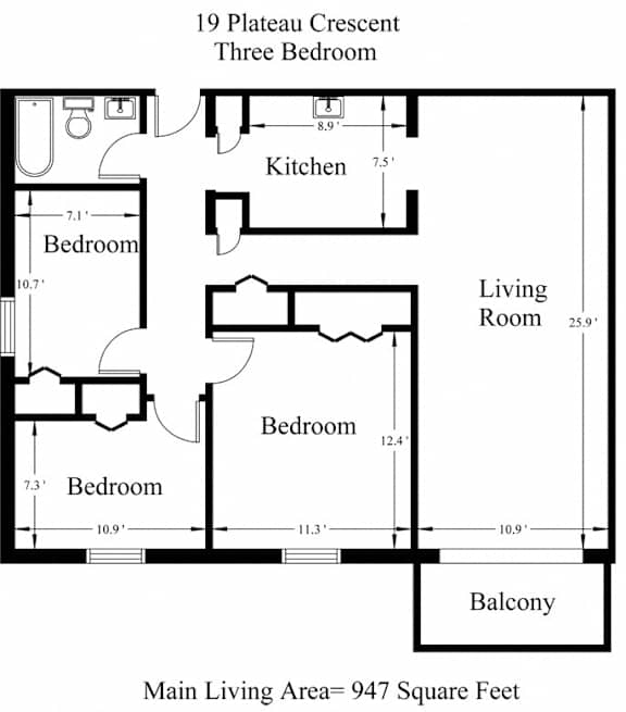 19 Plateau Crescent 3 Bedroom + Balcony