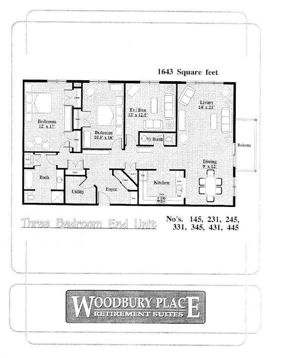 Woodbury Place Three Bedroom Two Bath B Image