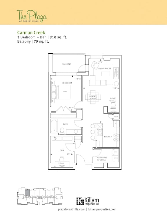 The Plaza - Carman Creek One Bedroom + Den Image