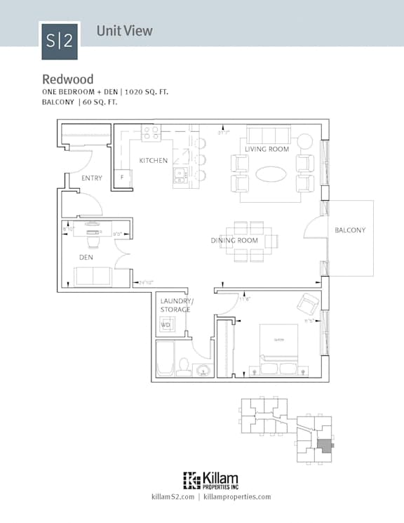 S2 Apartments 1 Bedroom + Den