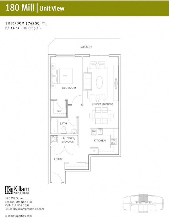 180 Mill 1 Bedroom A
