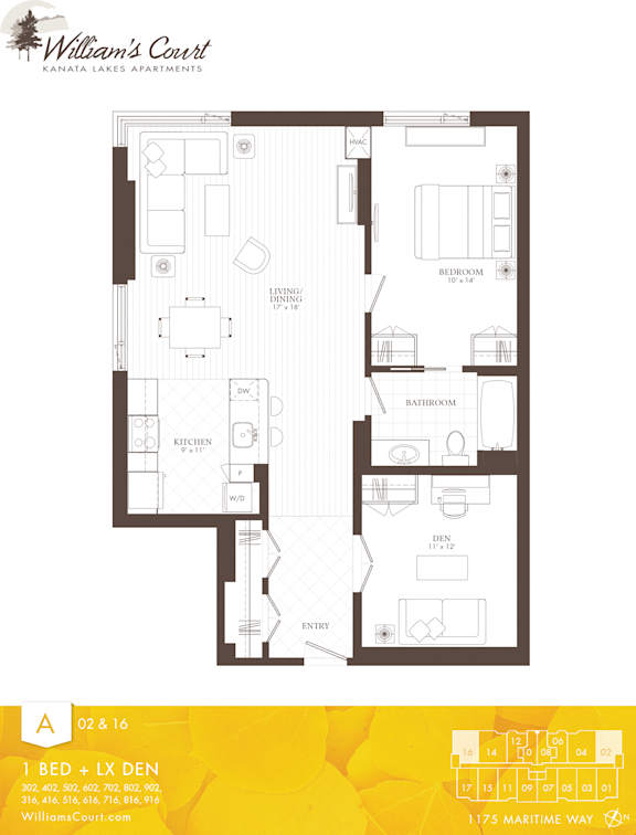 Willam's Court A - 1 Bedroom + Den