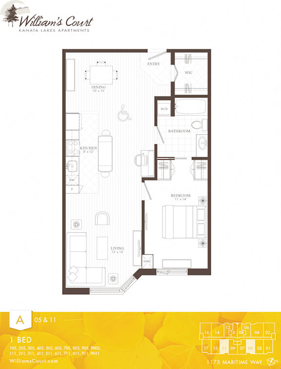 Willams Court A - 1 Bedroom (5 &amp; 11)