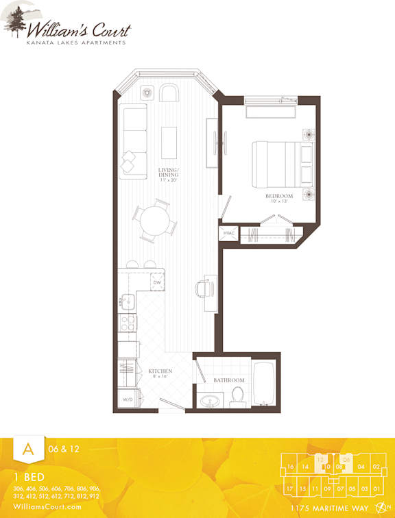Willams Court A - 1 Bedroom (6 & 12)
