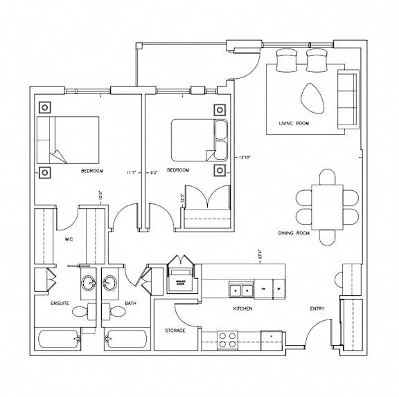 Bennett House - 2 Bedroom Layout 2
