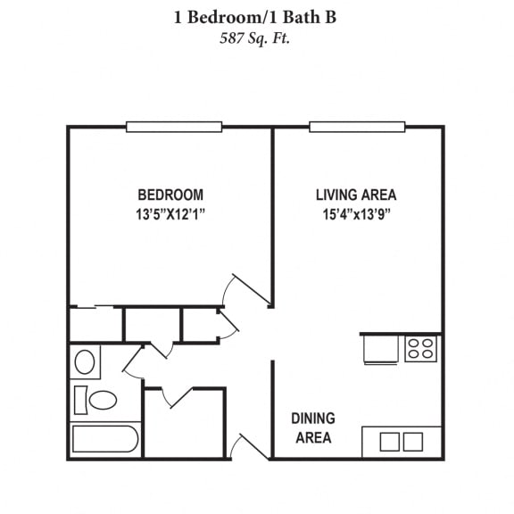 1 Bedroom 1 Bathroom Floor Plan at Barkley Ridge Apartments, Southgate, 41071