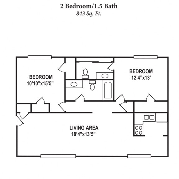 2 Bed 2 Bath Floor Plan at Barkley Ridge Apartments, Southgate, 41071