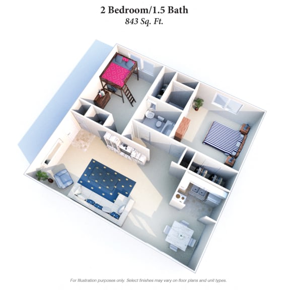 2 Bedroom Floor Plan at Barkley Ridge Apartments, Southgate, Kentucky