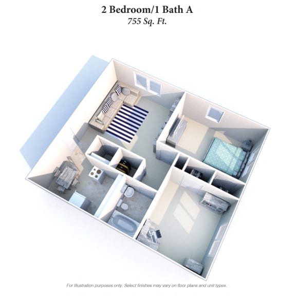 2 Bed 1 Bath Floor Plan A at Barkley Ridge Apartments, Kentucky, 41071
