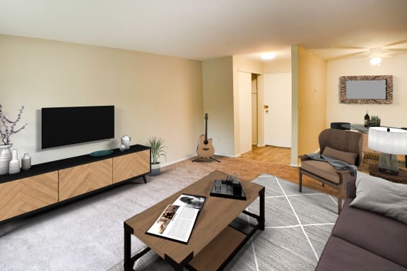 Large Living Room With Ceramic Tile Flooring at Barkley Ridge Apartments, Southgate, KY