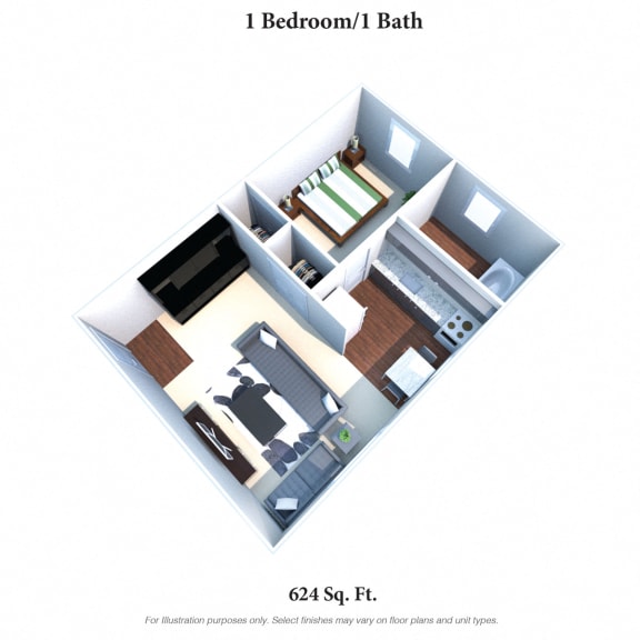 1 Bedroom Floor Plan at Crown Court Apartments, Florence, 41042