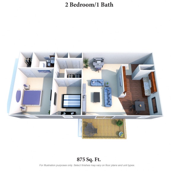 2 bed 1 bath floor plan A at Sharondale Woods Apartments, Cincinnati