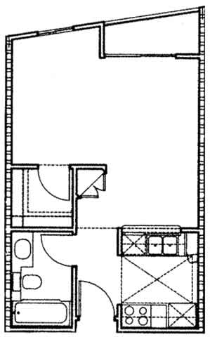 Studio Floor Plan at Ashton Towers, Los Angeles, CA