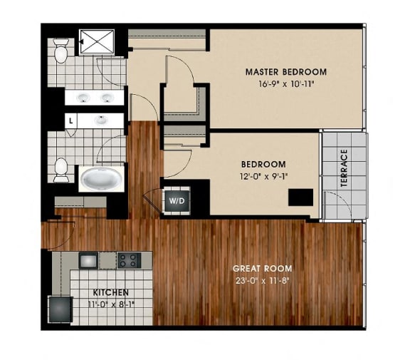 B1 2 Bed 2 Bath Floor Plan at Optima Old Orchard Woods, Skokie, Illinois