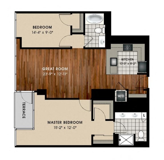 B2 2 Bedroom 2 Bathroom Floor Plan at Optima Old Orchard Woods, Skokie