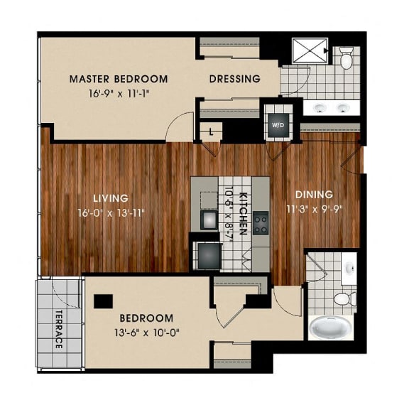 B5 2 Bed 2 Bath Floor Plan at Optima Old Orchard Woods, Skokie, IL, 60077