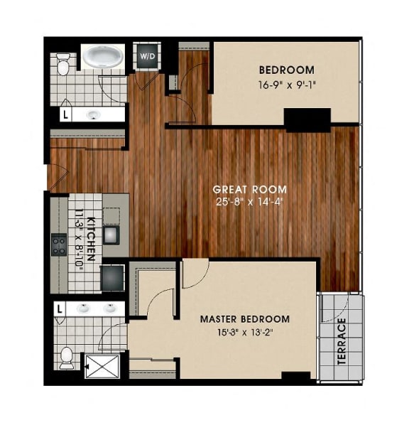 B7 2 Bed 2 Bath Floor Plan at Optima Old Orchard Woods, Skokie, 60077