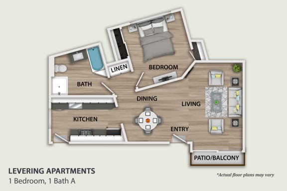 Floor Plan  1 Bedroom, 1 Bath