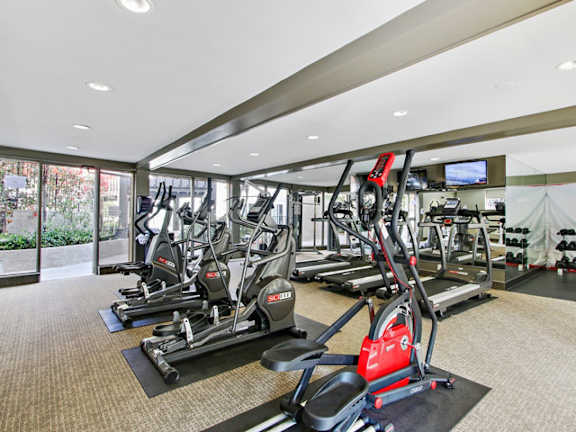 State-of-the-art fitness center, at Woodcliff Apartments, Los Angeles, CA 90034