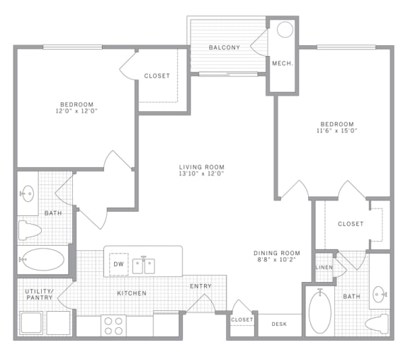 B1 Floor Plan at AVE Union, New Jersey, 07083