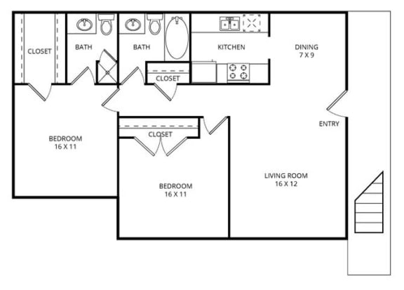 - The Bayberry - 2 Bed 1.5 Bath, Sq. Ft.: 897 at Forest Gardens, Dallas, TX, 75243