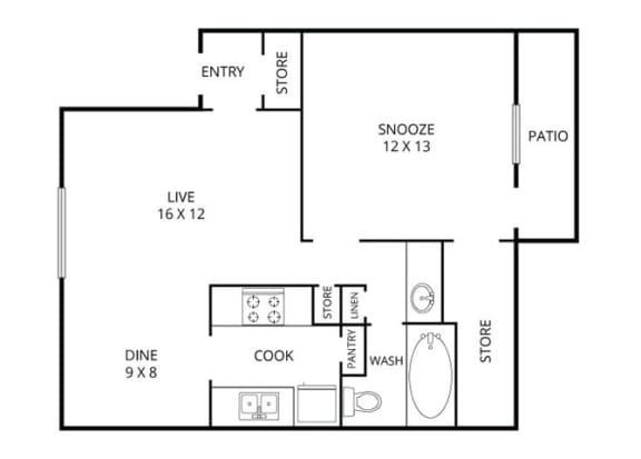 Birch 1 Bed | 1 Bath | 720 Sq.Ft. at Park Villas, Fort Worth, TX