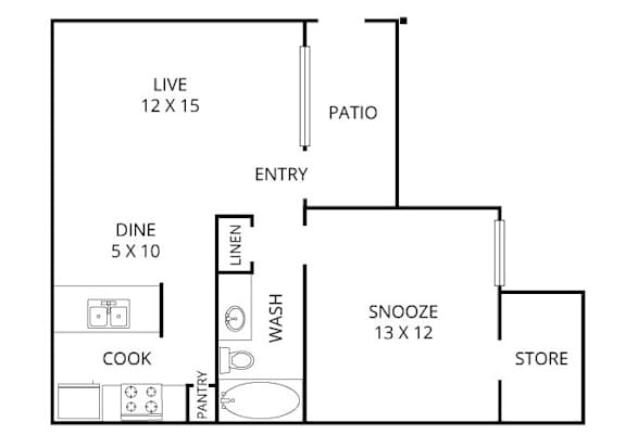 Pecan  1 Bed | 1 Bath |  630 Sq.Ft. at Park Villas, Texas, 76116