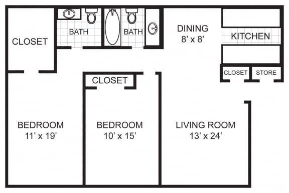 The Violette 2 Bed | 1.5 Bath | 952 Sq.Ft. at Eastwood, Tyler, TX, 75701