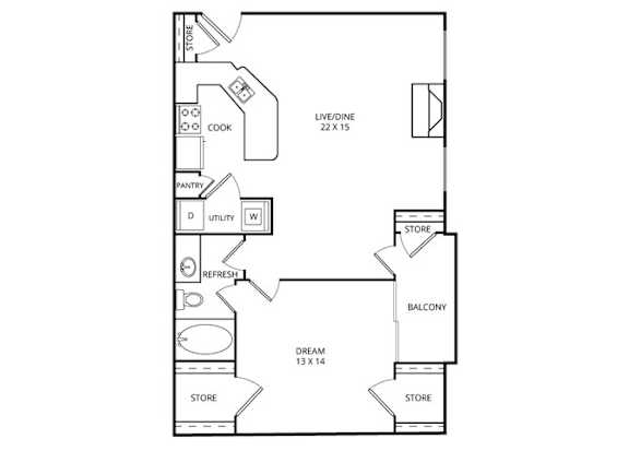 The Mast 1 Bed | 1 Bath | 808 Sq. Ft. at Edgewater, Lewisville, TX