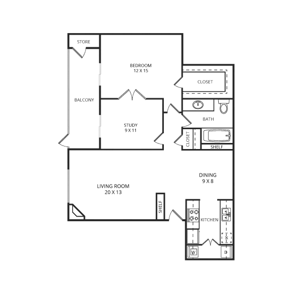 Sunflower with Fire Place 1 Bed 1 Bath 868 Sq Ft at Garden Gate, Irving, Texas