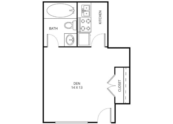 Manzanillo Studio | 1 Bath | 355 Sq. Ft. at Parkwood, Irving