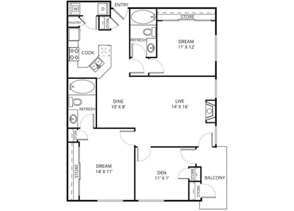 Merlot 2 Bed | 2 Bath | 1182 Sq.Ft. at The Remington, Lewisville, Texas