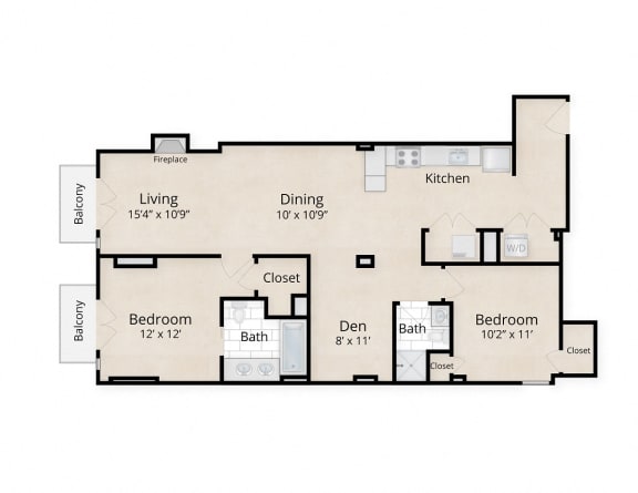 Two bedroom floor plan at Kalorama Park, Washington, DC 20009