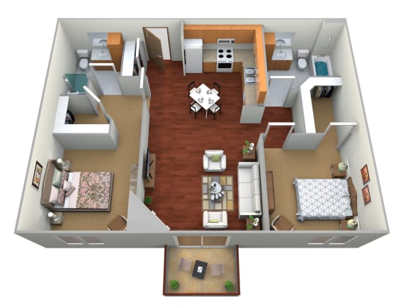2 bed 2 bath floor plan at Clearwater Estates 2 Apartments, Minnesota, 56425