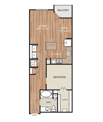 A5 Floor Plan at Berkshire Medical District, Dallas, Texas